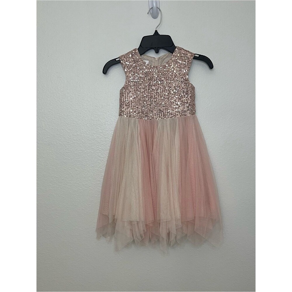 B by Bonnie Jean sz 4 sequent hanker chief girl formal dress Pink